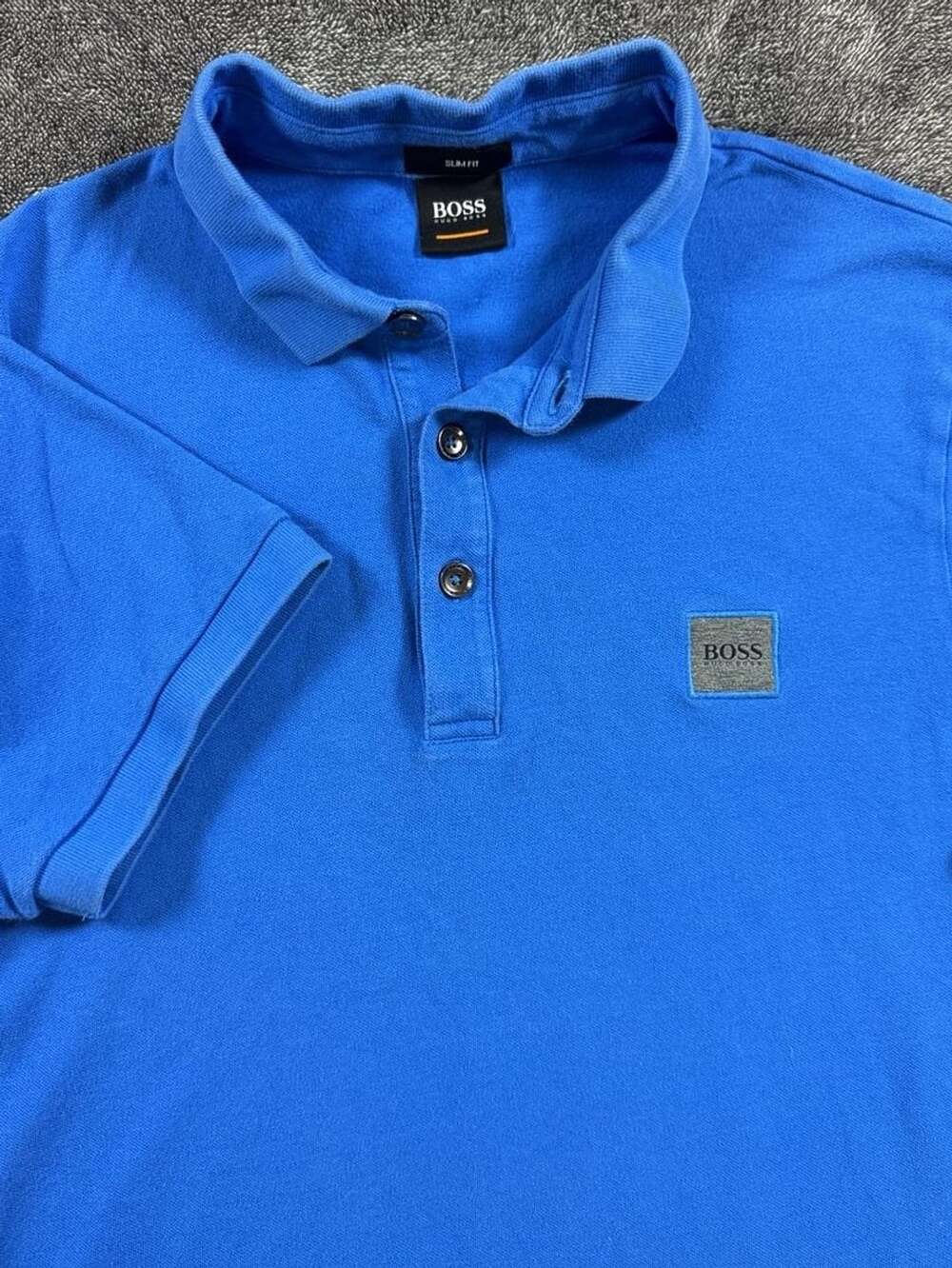 Men’s Boss Hugo Boss Polo Shirt Size M Slim Fit Blue Logo Patch